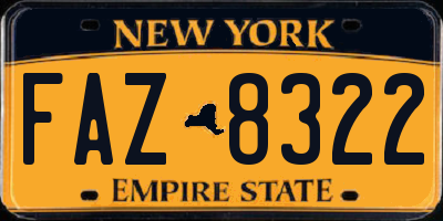 NY license plate FAZ8322