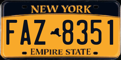 NY license plate FAZ8351