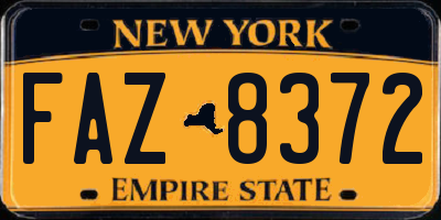 NY license plate FAZ8372