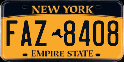 NY license plate FAZ8408
