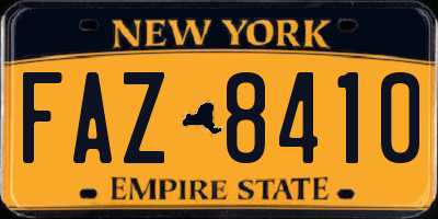 NY license plate FAZ8410