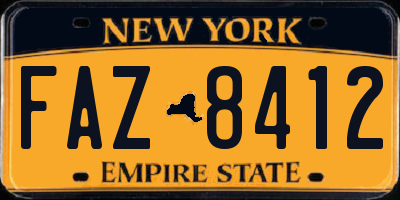 NY license plate FAZ8412