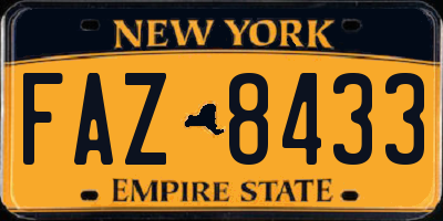 NY license plate FAZ8433
