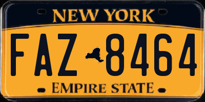 NY license plate FAZ8464