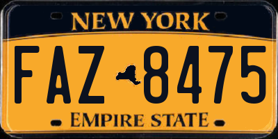 NY license plate FAZ8475