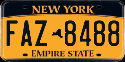 NY license plate FAZ8488
