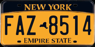 NY license plate FAZ8514
