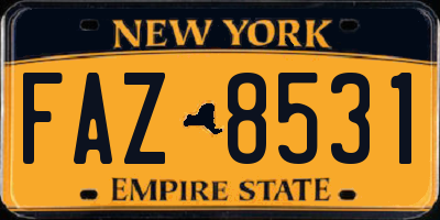NY license plate FAZ8531