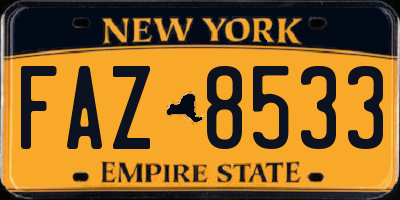 NY license plate FAZ8533