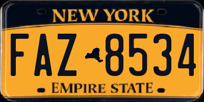 NY license plate FAZ8534