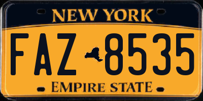 NY license plate FAZ8535