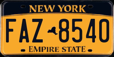 NY license plate FAZ8540