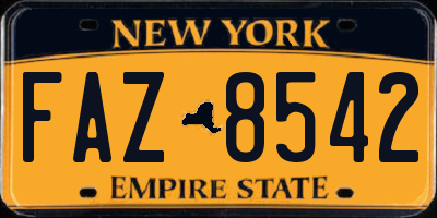NY license plate FAZ8542