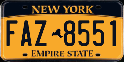 NY license plate FAZ8551