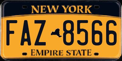 NY license plate FAZ8566