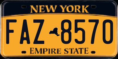NY license plate FAZ8570