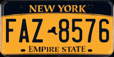NY license plate FAZ8576