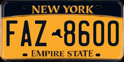 NY license plate FAZ8600