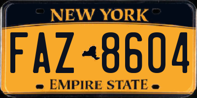 NY license plate FAZ8604