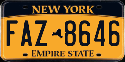 NY license plate FAZ8646