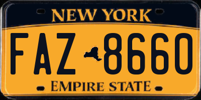 NY license plate FAZ8660