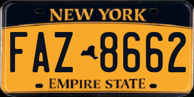 NY license plate FAZ8662