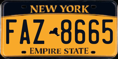 NY license plate FAZ8665