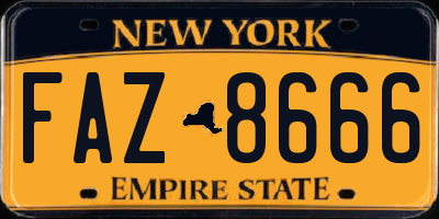 NY license plate FAZ8666
