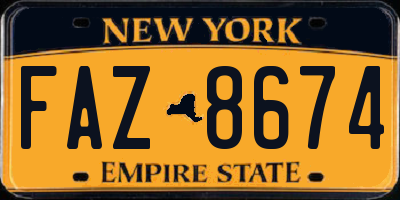 NY license plate FAZ8674