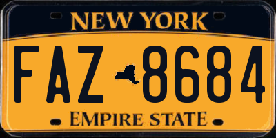 NY license plate FAZ8684