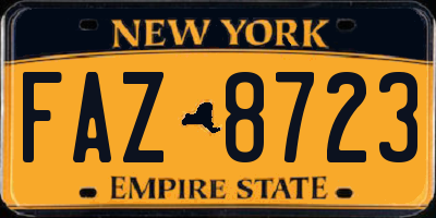 NY license plate FAZ8723