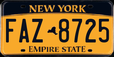 NY license plate FAZ8725