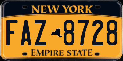 NY license plate FAZ8728