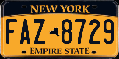NY license plate FAZ8729