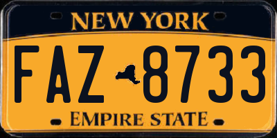 NY license plate FAZ8733