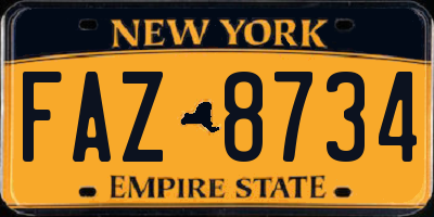 NY license plate FAZ8734