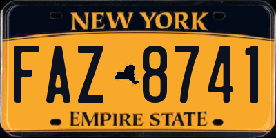 NY license plate FAZ8741