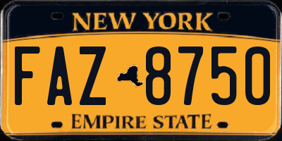 NY license plate FAZ8750