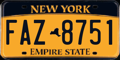 NY license plate FAZ8751