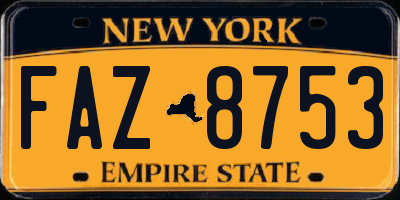 NY license plate FAZ8753
