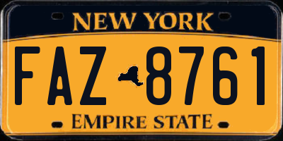 NY license plate FAZ8761