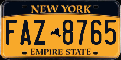 NY license plate FAZ8765