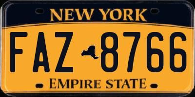 NY license plate FAZ8766