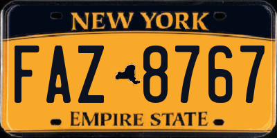 NY license plate FAZ8767