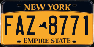 NY license plate FAZ8771
