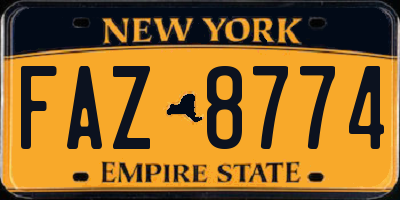 NY license plate FAZ8774