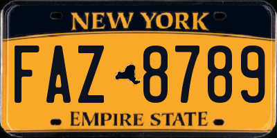 NY license plate FAZ8789