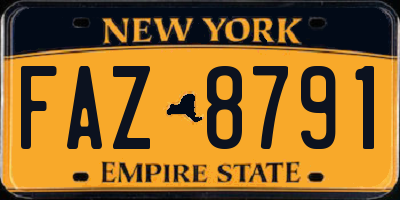 NY license plate FAZ8791