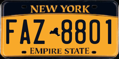 NY license plate FAZ8801