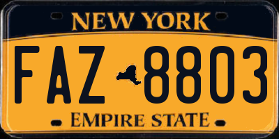 NY license plate FAZ8803